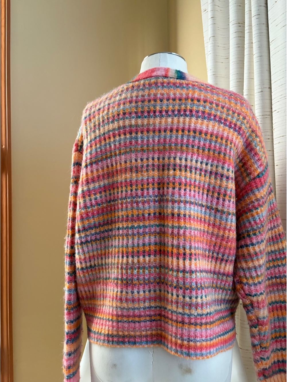 women's Marine Layer Dream Yarn Crop Cardigan Warm Stripe L LARGE wool blend - Picture 4 of 8